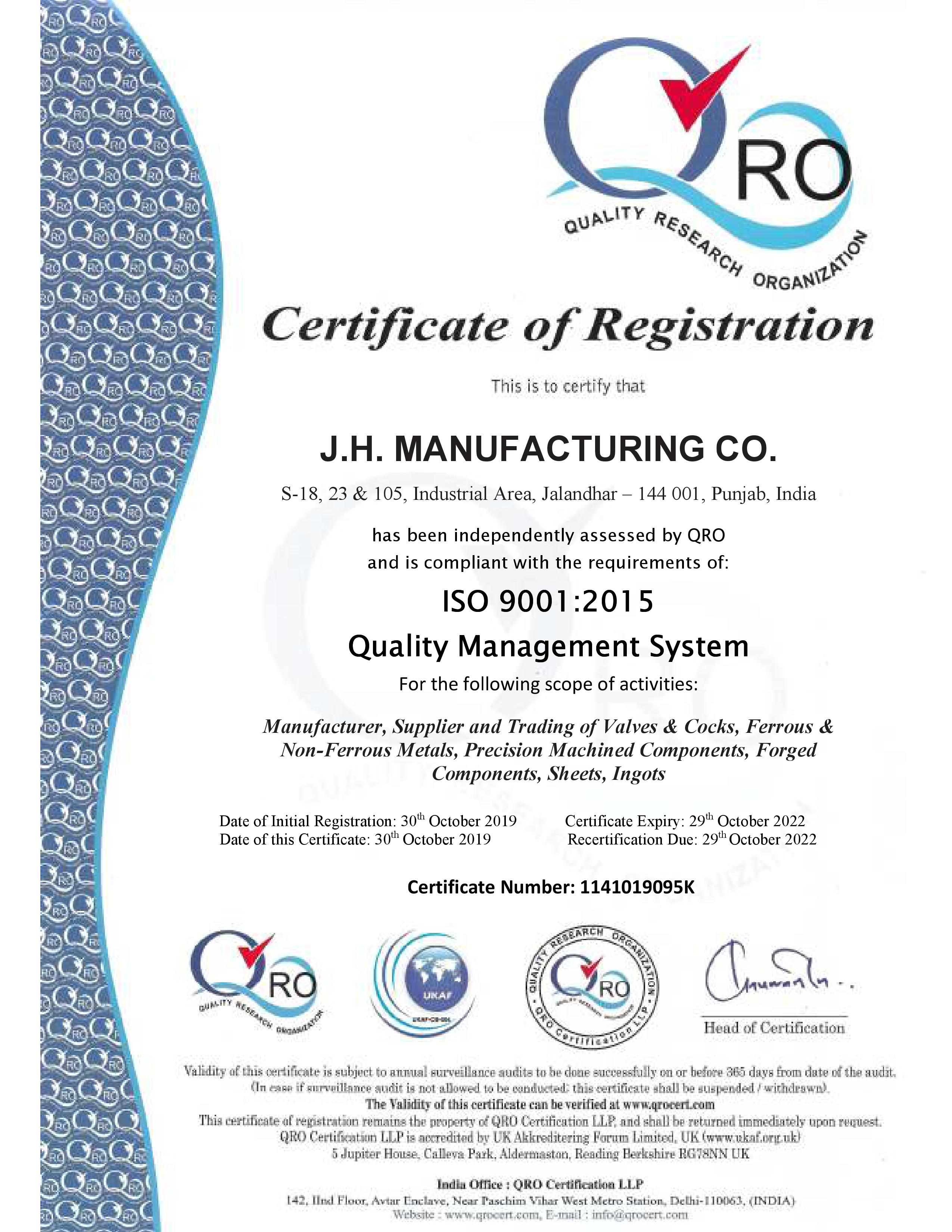 ISO 9001:2015 certification